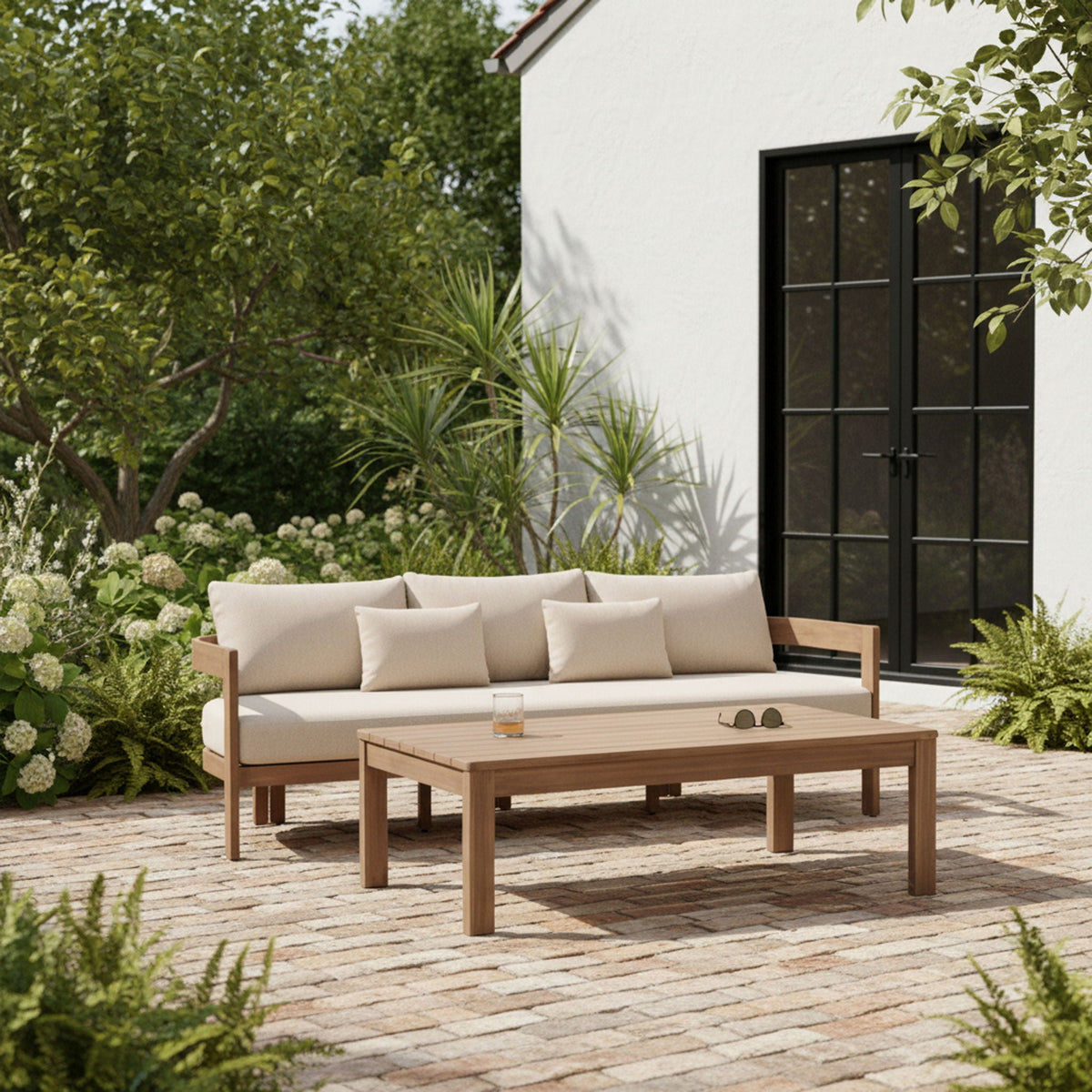 Newport - Water Resistant Fabric 86.75" Upholstered Outdoor Patio Sofa