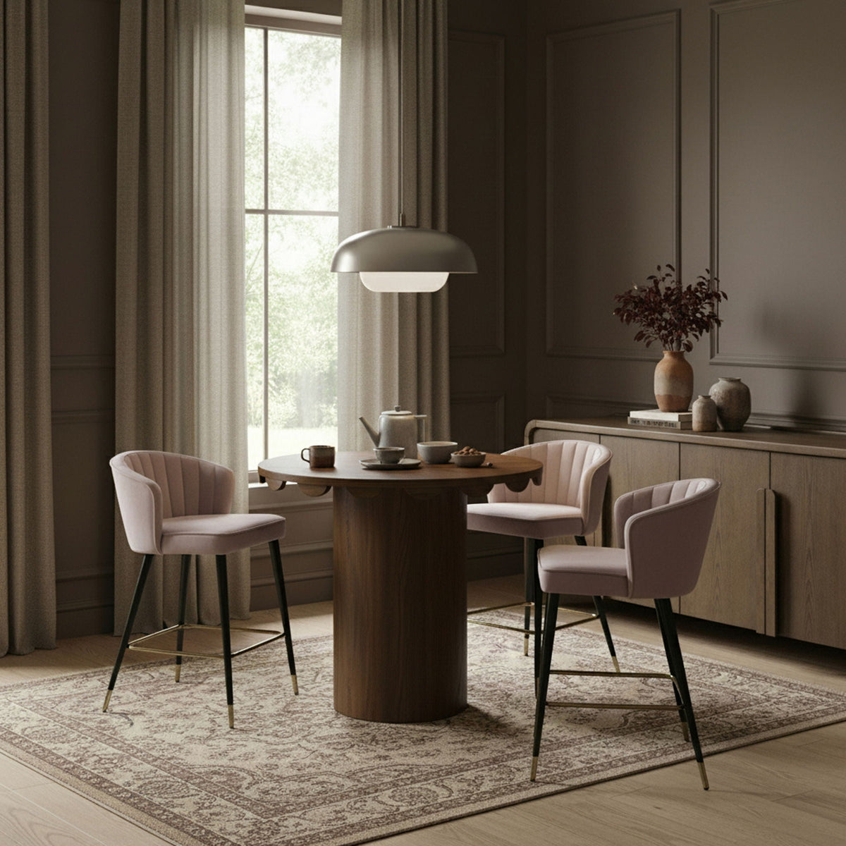 Dahlia - Solid Wood And Natural Cane Table