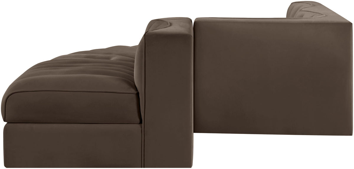 Rummi - Rounded Velvet Performance Fabric Upholstered 5 Piece Modular Sectional