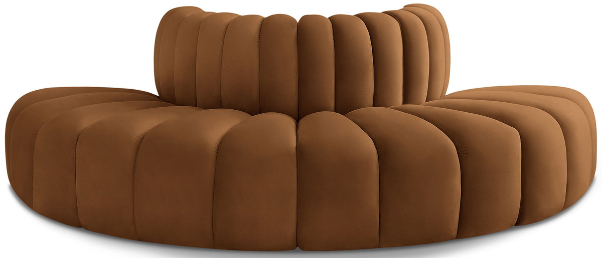 Arc - Velvet 4 Piece Modular Sofa - Saddle