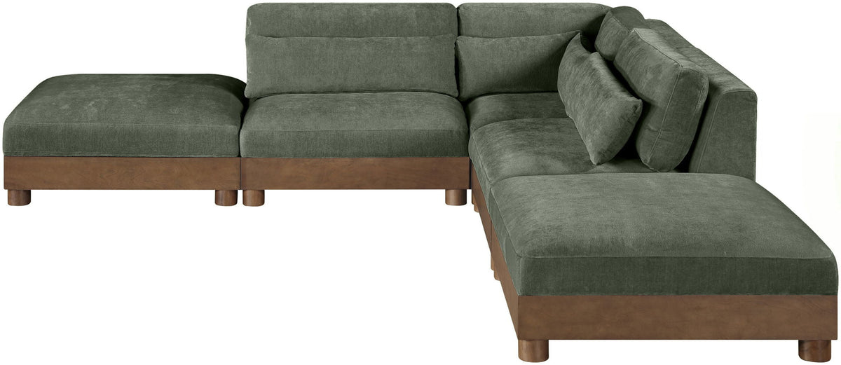 Turin - Chenille Fabric Upholstered Modular Sectional - Green
