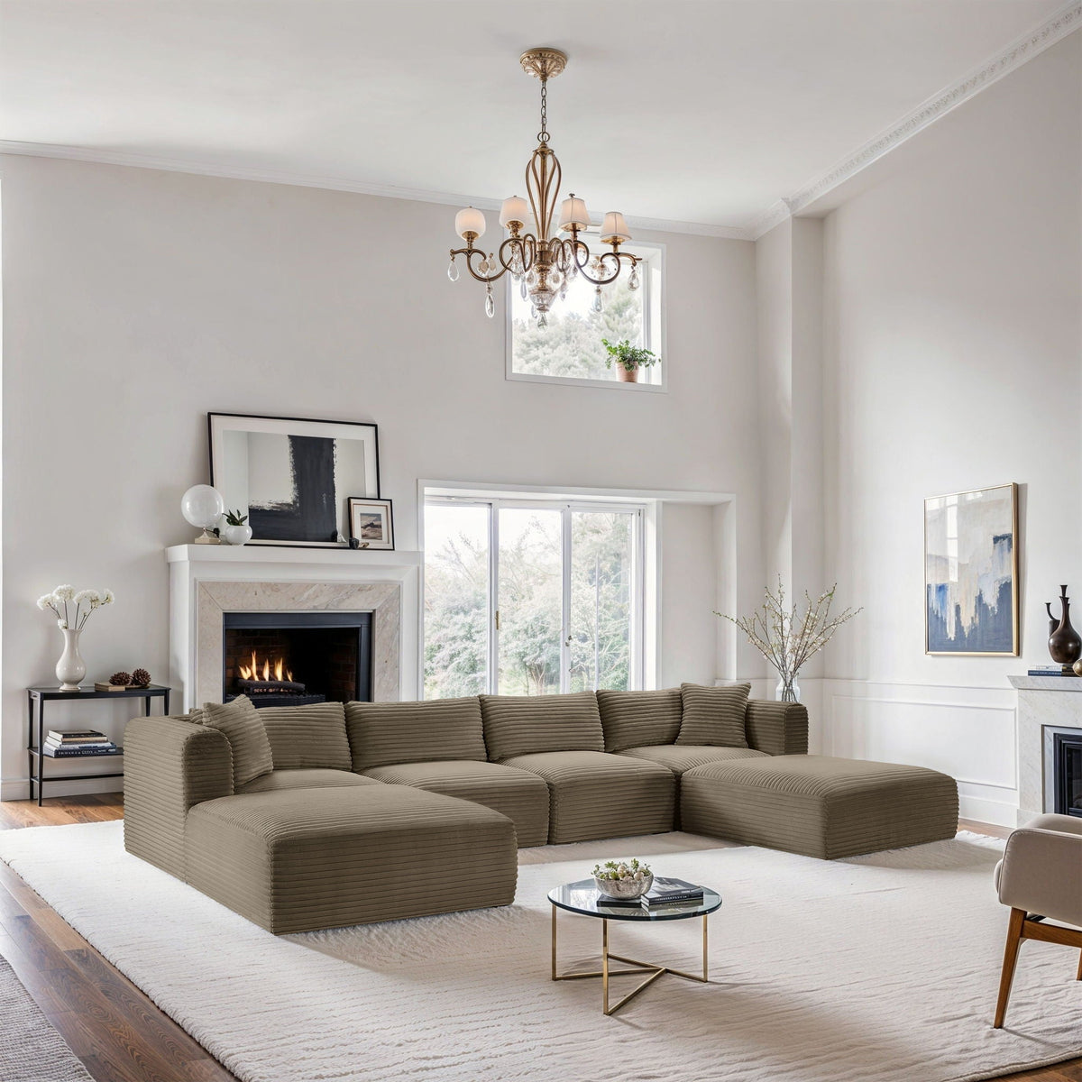 Shaggy - Fabric 6 Piece Modular Sectional With 2 Ottomans