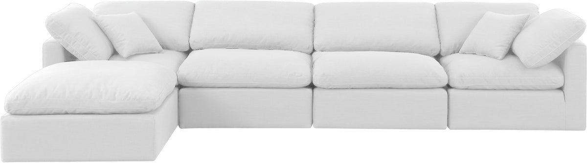 Indulge - Linen 5 Piece Modular Sectional With Chaise - White