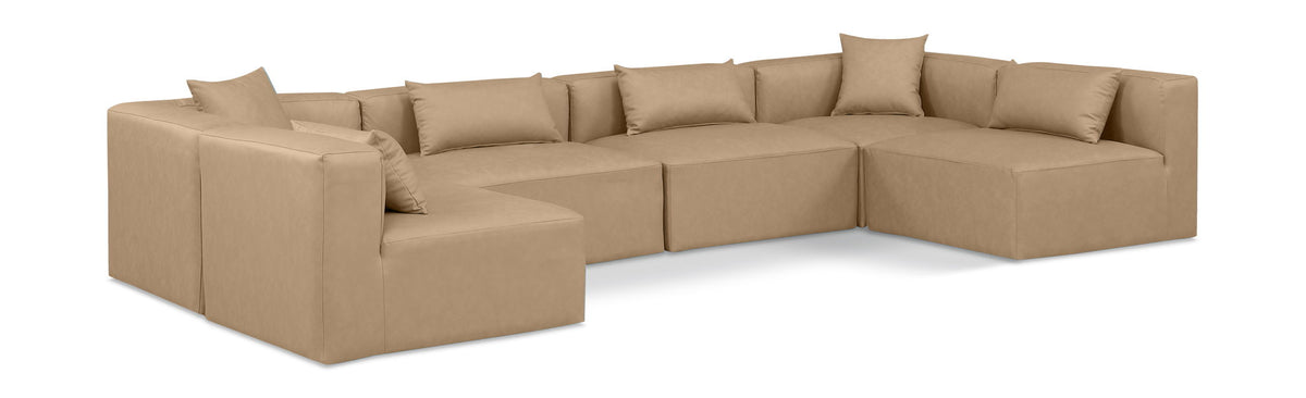 Cube - 6 Piece Modular Armless Sectional - Tan