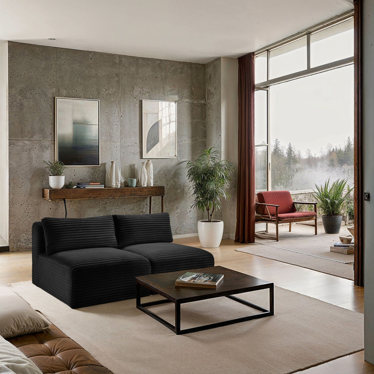 Shaggy - 2 Seat Modular Armless Sofa