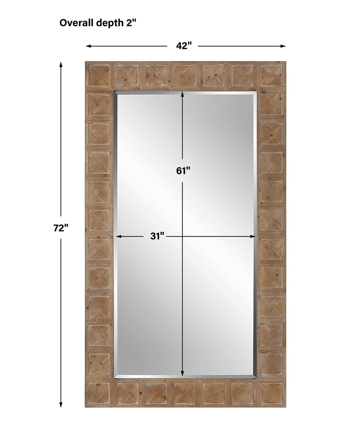 Ranahan - Rustic Farmhouse Mirror - Light Brown