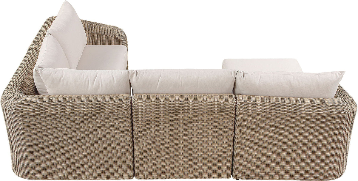 Seacrest - Olefin Water Resistant Fabric And Wicker 5 Piece Outdoor Patio Modular Sectional