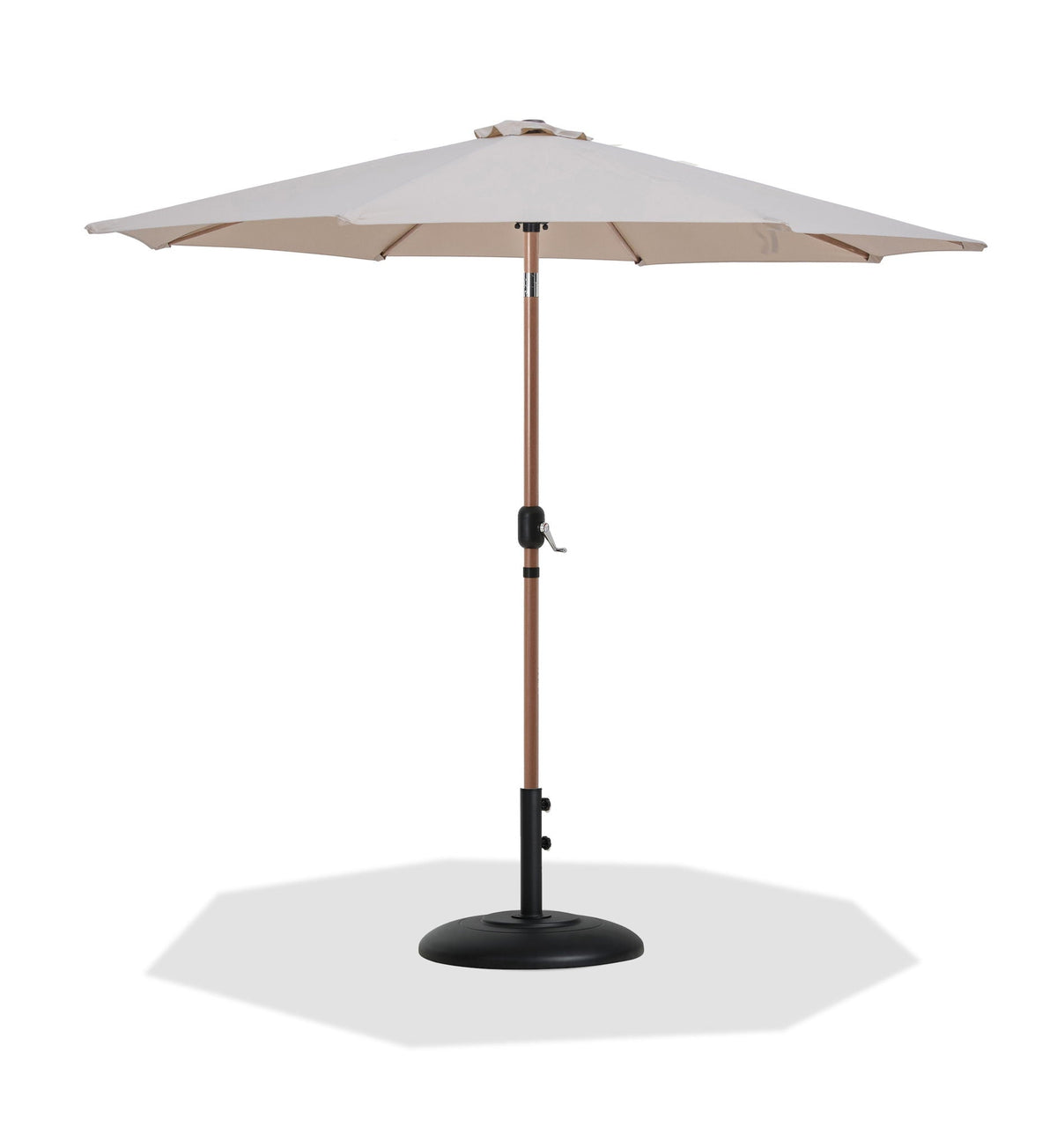Fiji - Aluminum Patio Umbrella With Round Black And Teak Base