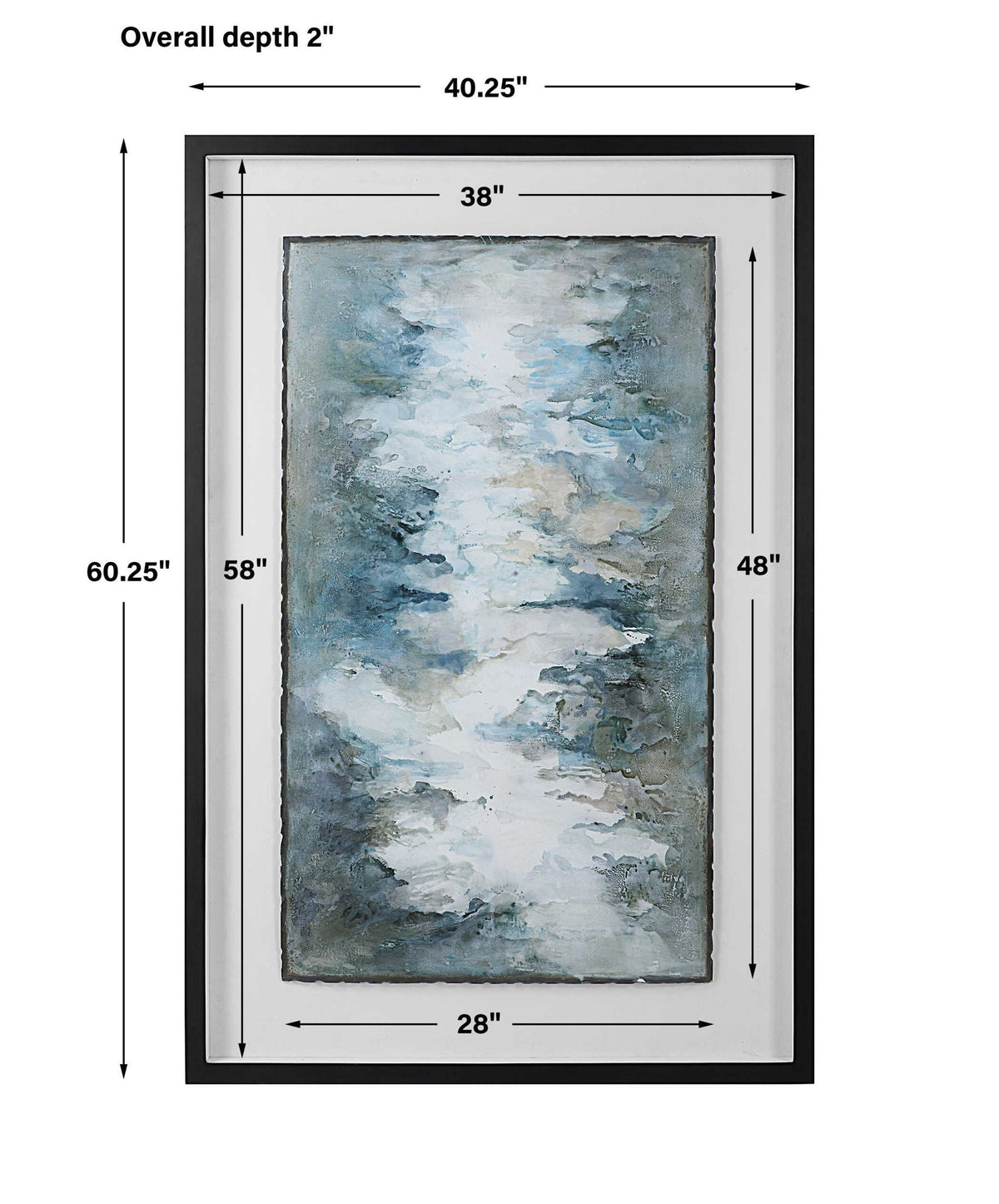 Lakeside Grande - Framed Abstract Print - Pearl Silver