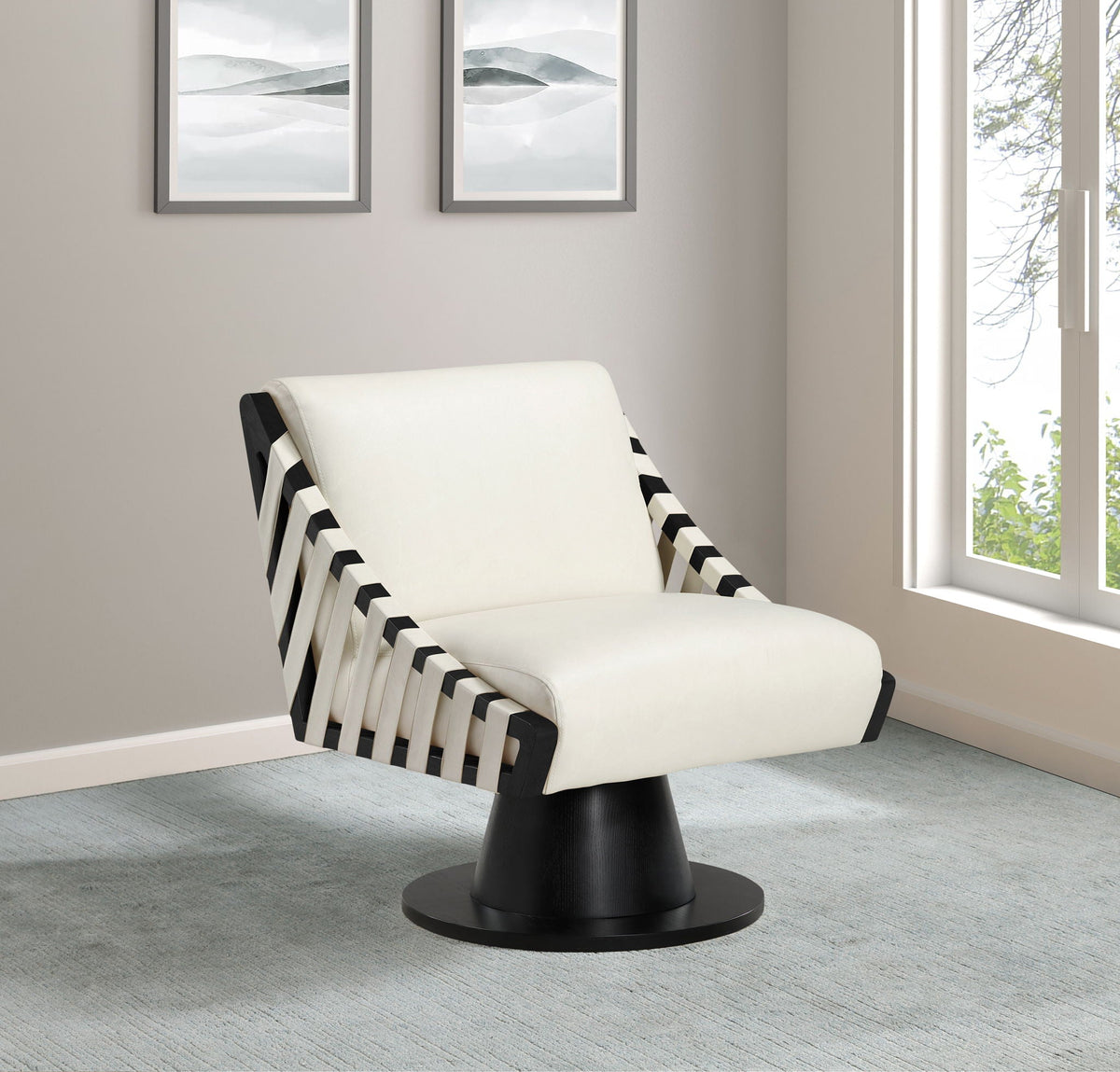 Millwin - Swivel Accent Chair With Black Base