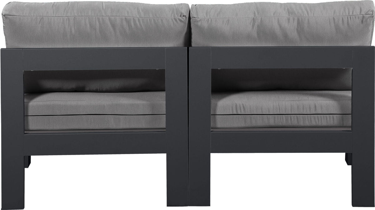 Nizuc - Outdoor Patio 2 Seat Armless Modular Sofa With Gray Frame