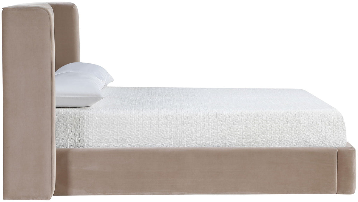 Kendall - Velvet Upholstered Bed - Taupe