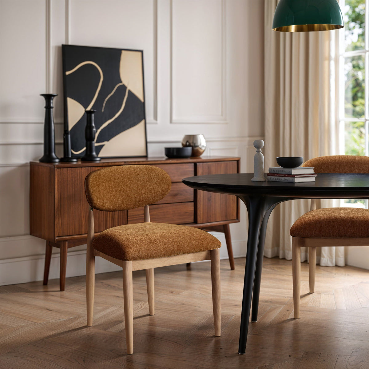 Riccio - Fabric Dining Side Chair (Set of 2) - Natural Frame