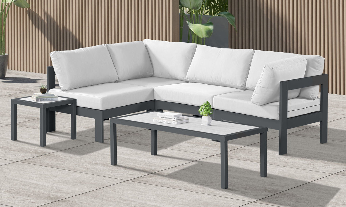 Nizuc - Outdoor Patio 4 Piece Modular Sectional With Gray Frame