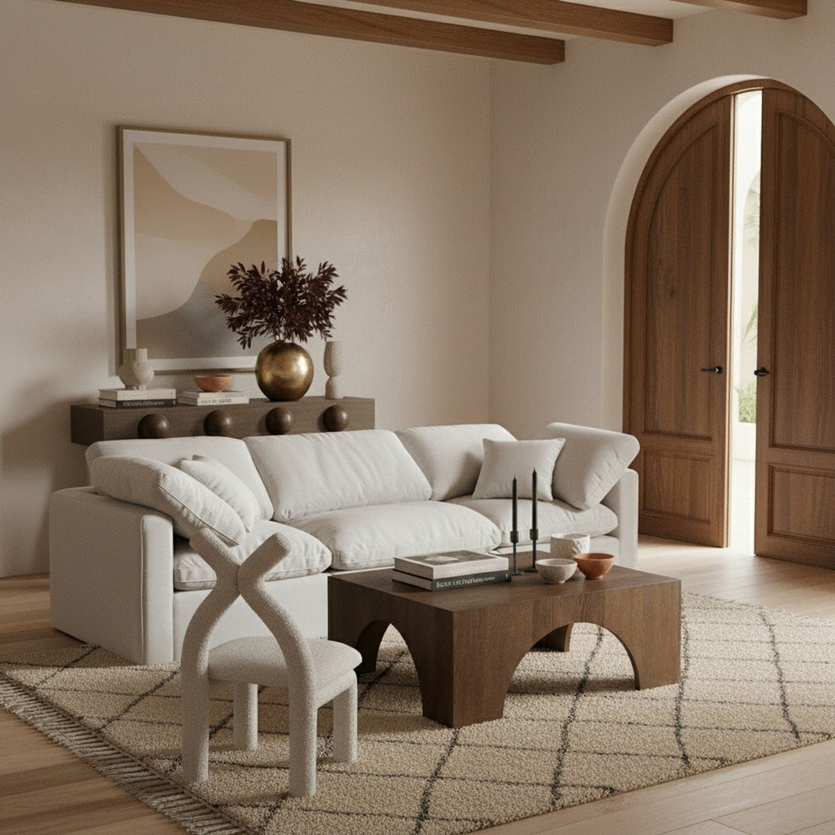 Indulge - Linen 3 Piece Modular Sofa - White