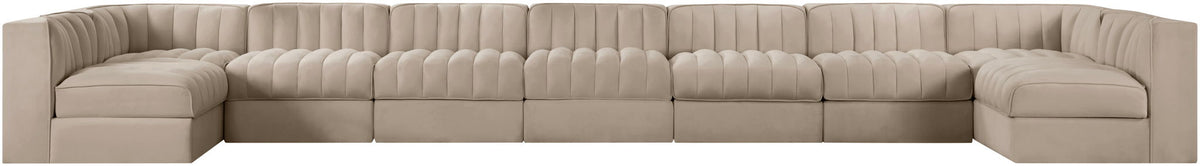 Rummi - Armless Velvet Performance Fabric Upholstered 9 Piece Modular Sectional