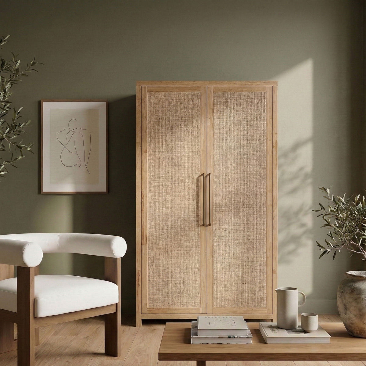 Vana - Solid Wood, Oak Veneer And Stainless Steel Storage Cabinet
