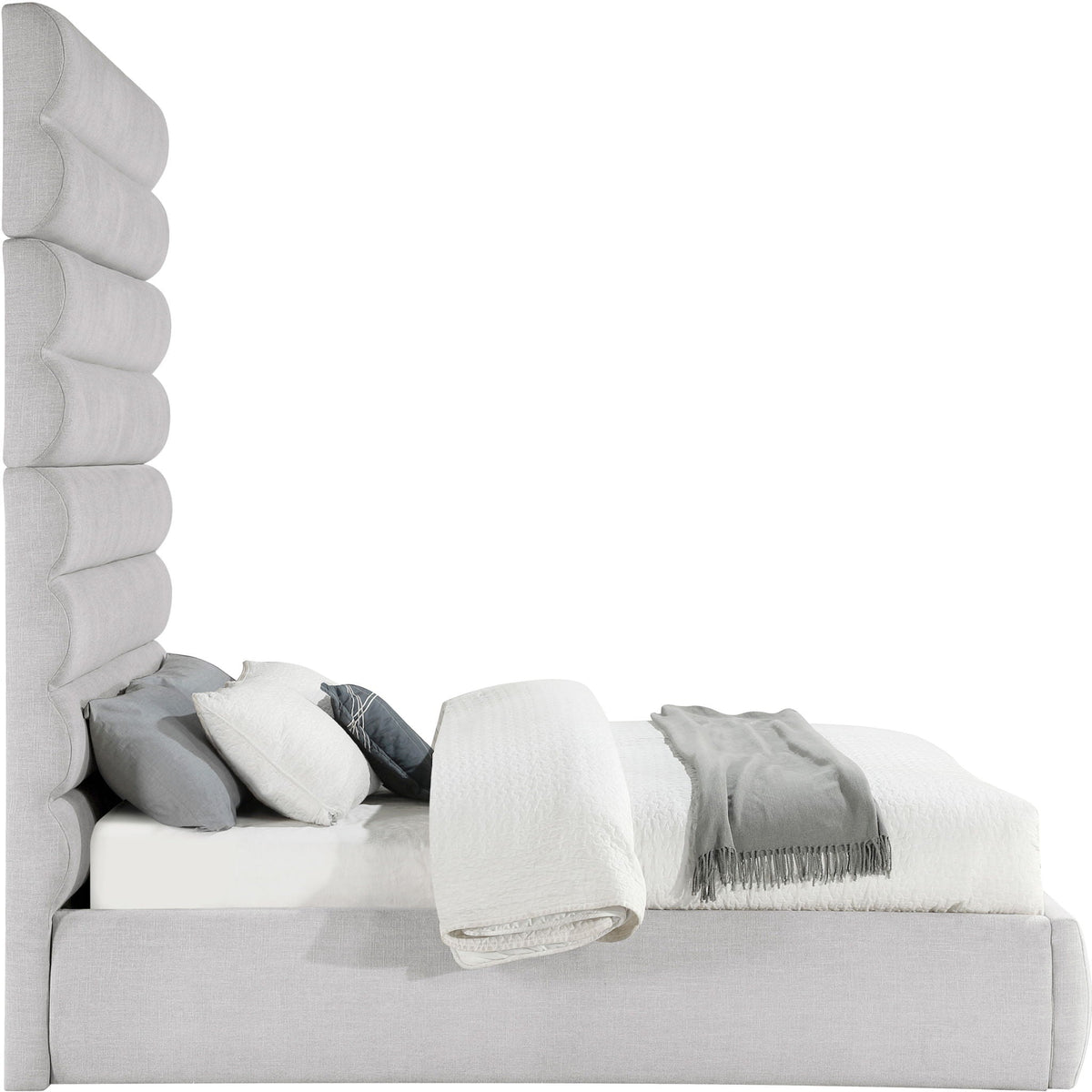 Adam - Linen Fabric Bed With 89" Headboard