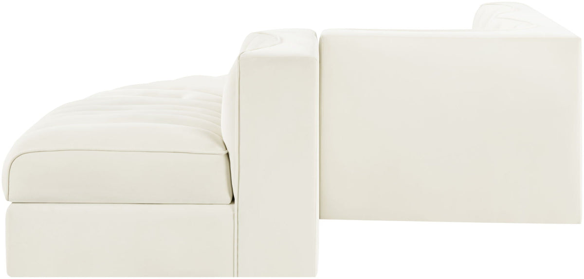 Rummi - Rounded Velvet Performance Fabric Upholstered 5 Piece Modular Sectional