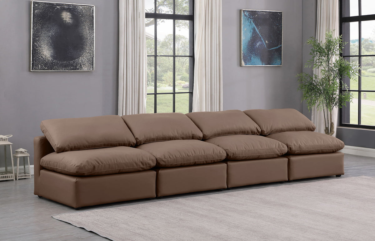 Indulge - Faux Leather 4 Seat Modular Armless Sofa