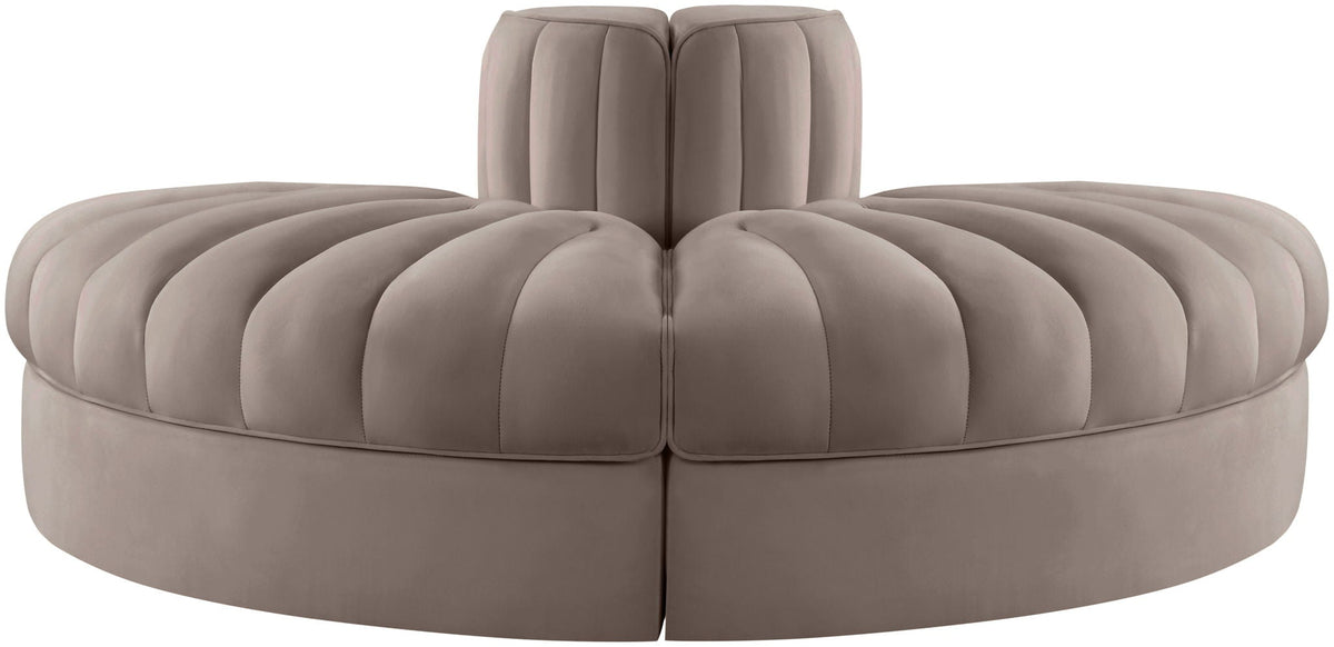Rummi - Velvet Performance Fabric Upholstered 2 Piece Rounded Modular Loveseat