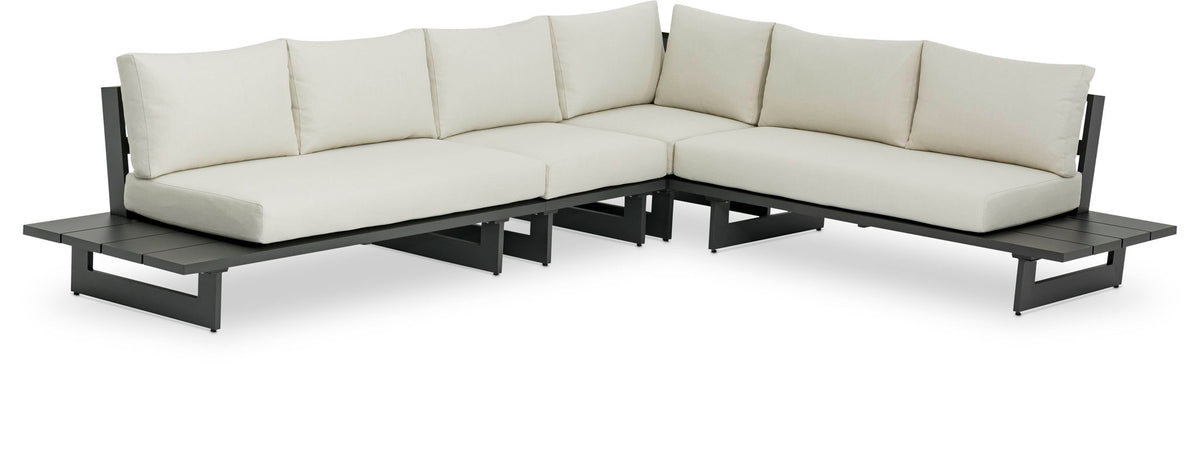 Maldives - 4 Piece Water Resistant Outdoor Patio Modular Sectional With Gray Base