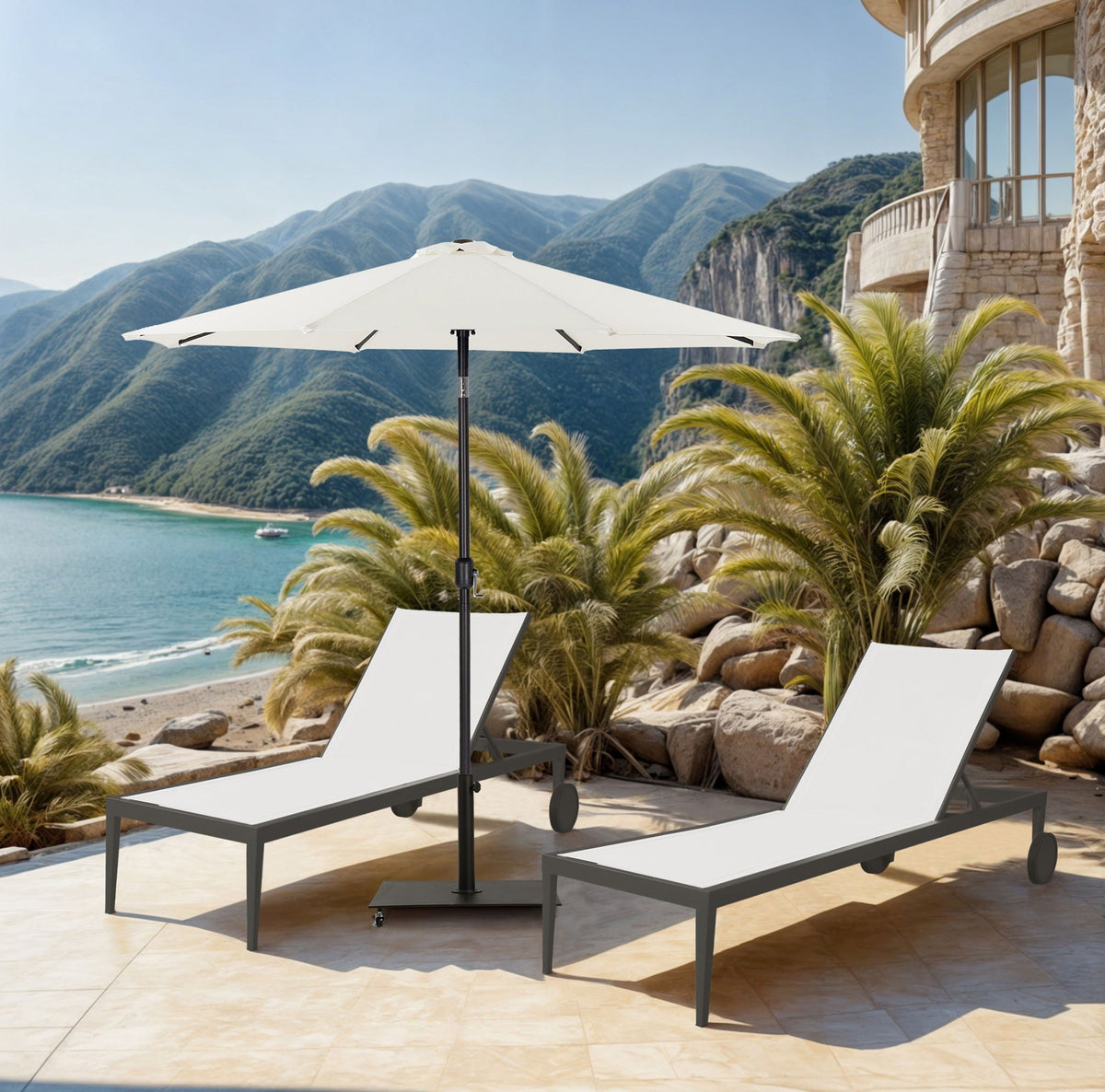 Fiji - Aluminum Patio Umbrella With Square Black Base