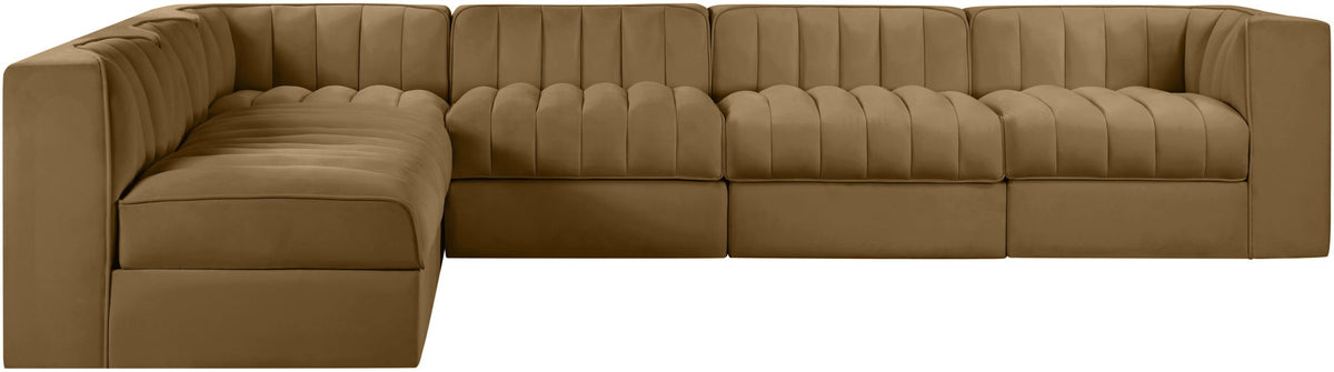 Rummi - Velvet Performance Fabric Upholstered 6 Piece Modular Sectional