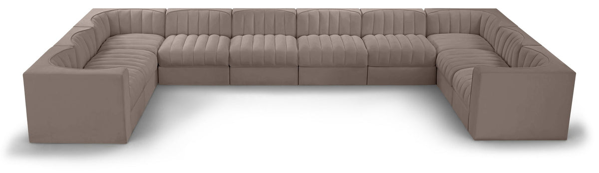 Rummi - Velvet Performance Fabric Upholstered 10 Piece Modular Sectional