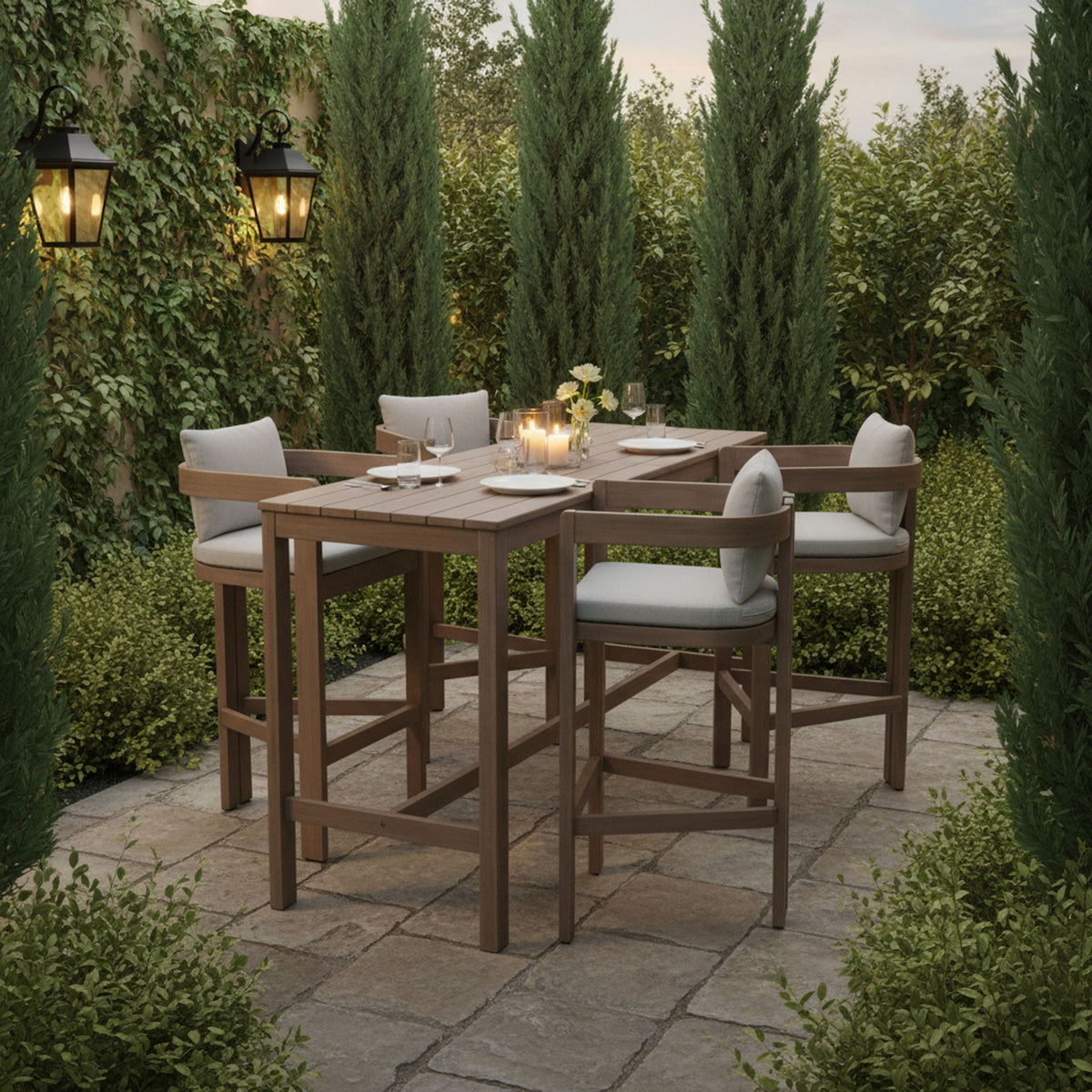 Newport - Acacia Wood Outdoor Patio Bar Table