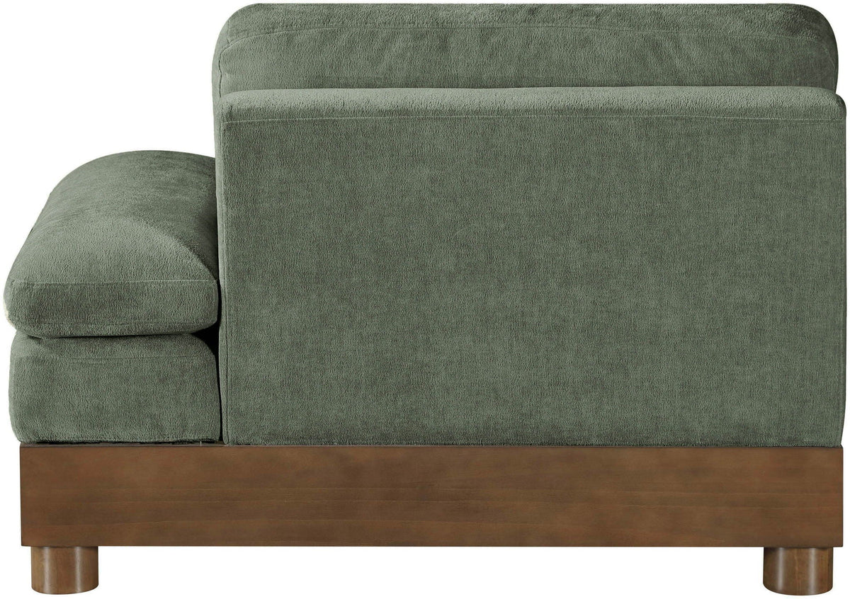 Turin - Chenille Fabric Upholstered Modular Arm Chair - Walnut Base