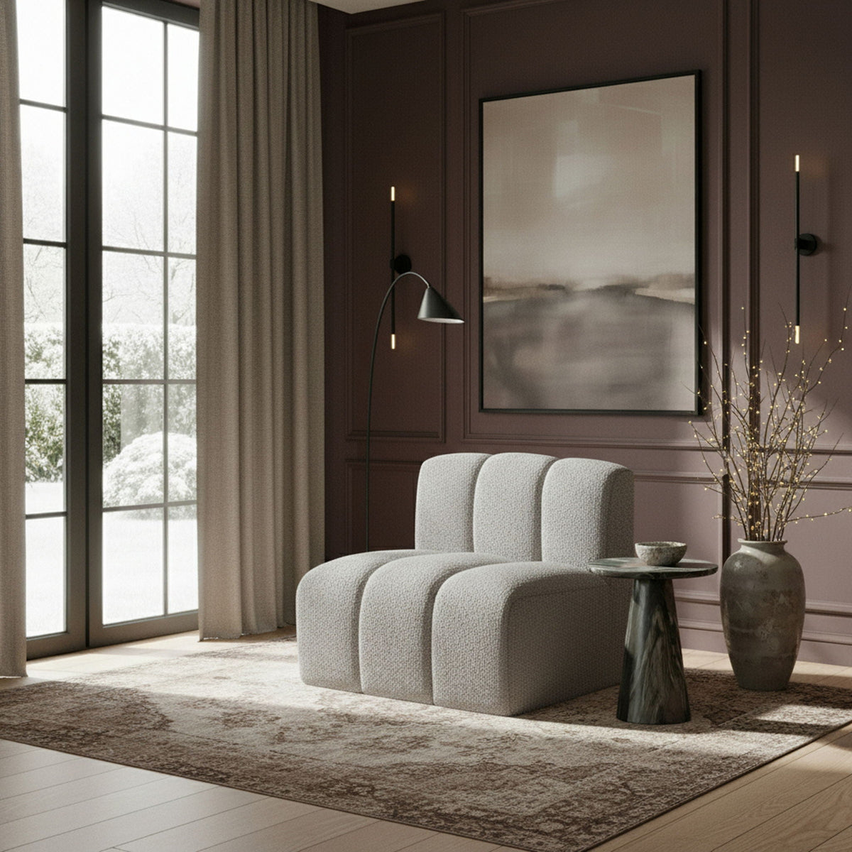 Arc - Boucle Fabric Straight Chair