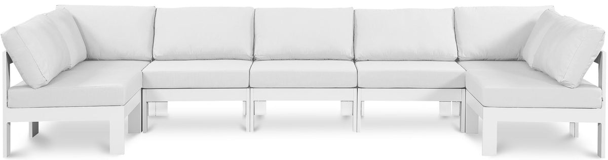 Nizuc - Outdoor Patio 7 Piece Modular Sectional With White Frame