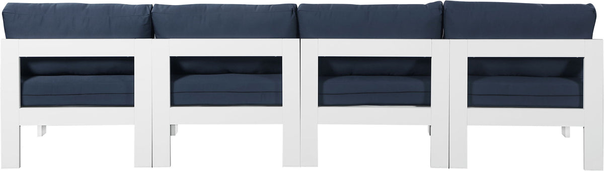 Nizuc - Outdoor Patio 4 Seat Armless Modular Sofa With White Frame