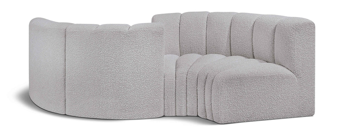 Arc - Boucle Fabric 4 Piece Curved Modular Sofa