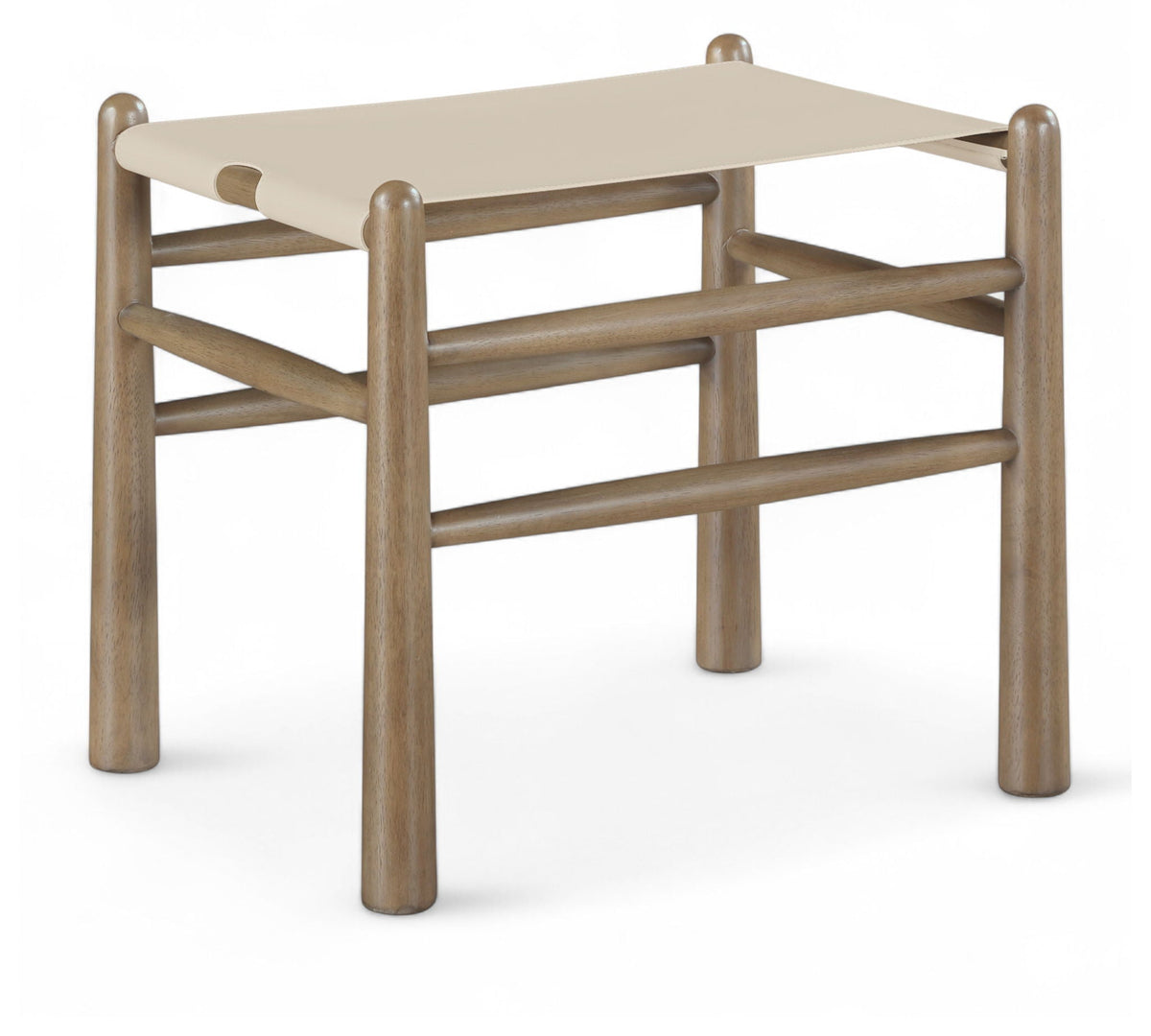 Santos - Faux Leather Upholstered Bench - Walnut Frame