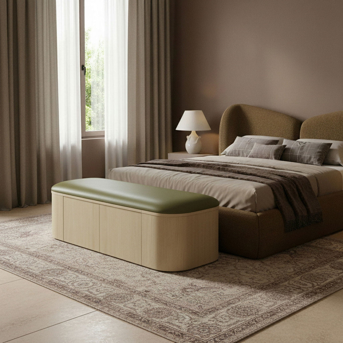 Velden - Upholstered Storage Bench With Stained Natural Base