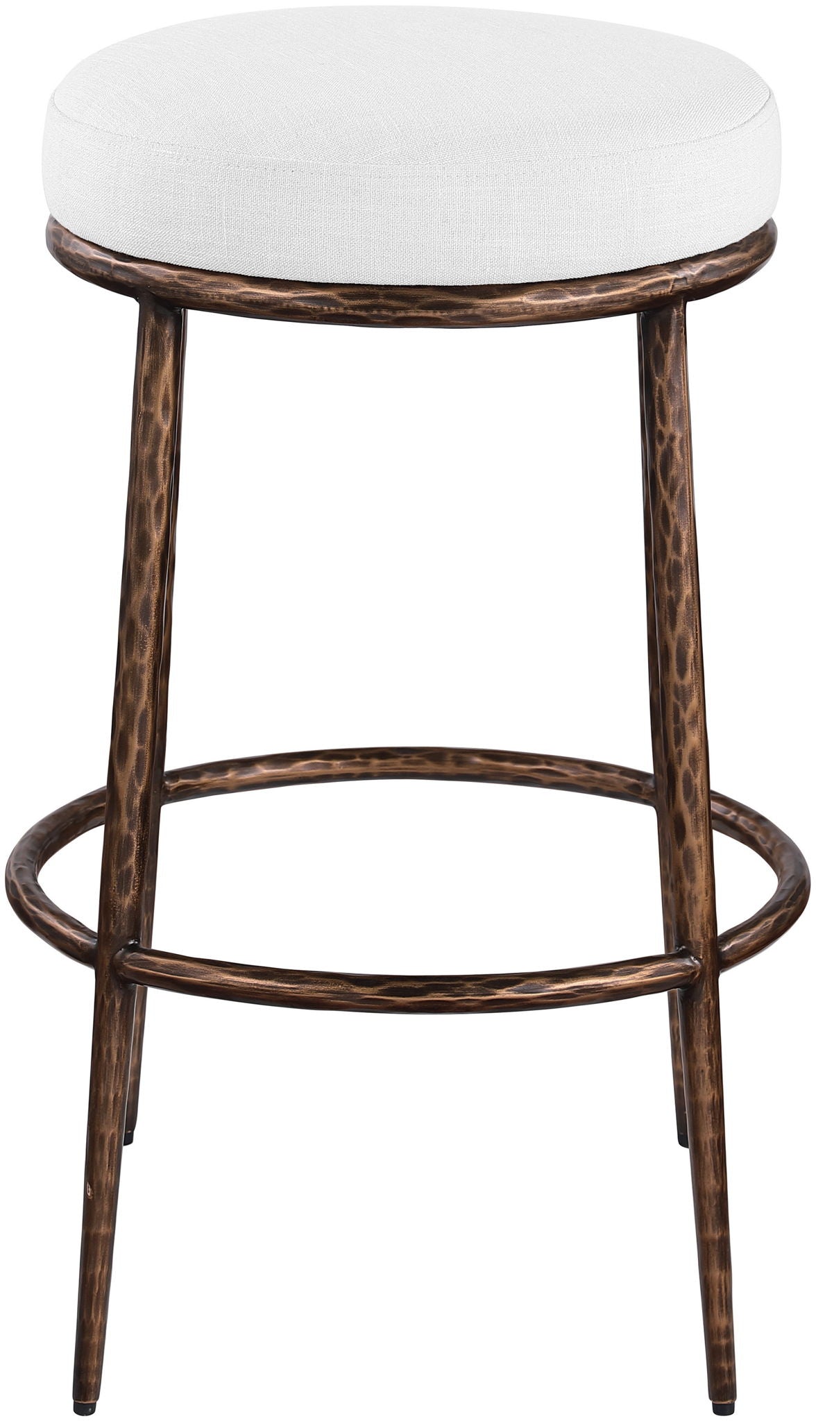 Ferro - Performance Fabric Upholstered Backless Bar Stool - Antique Bronze