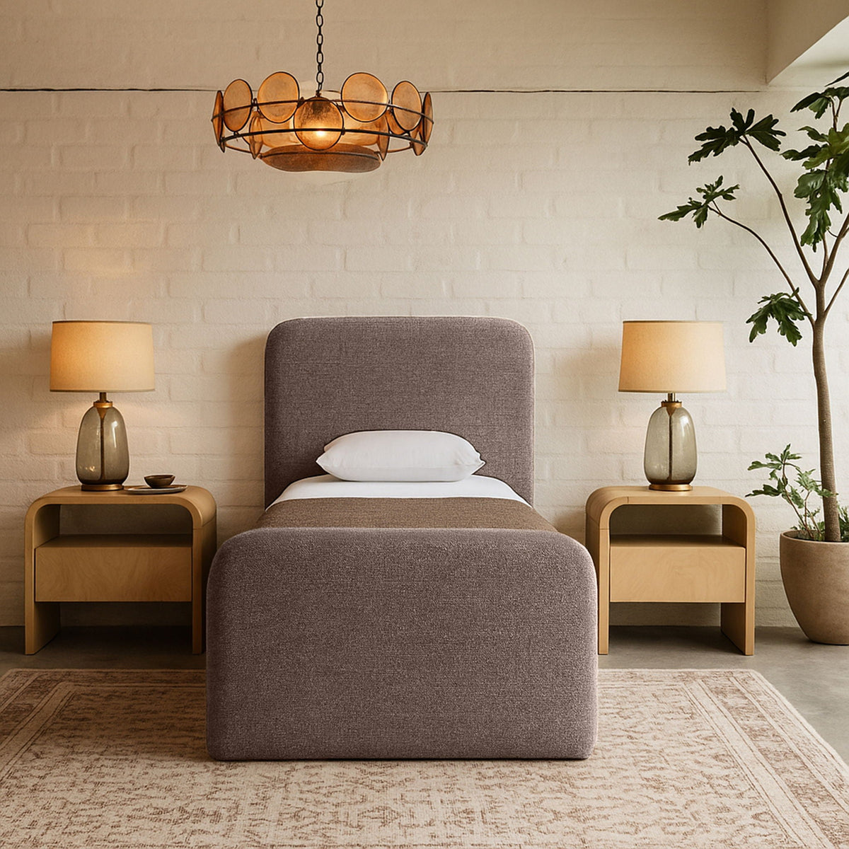 Fira - Linen Textured Fabric Upholstered Bed