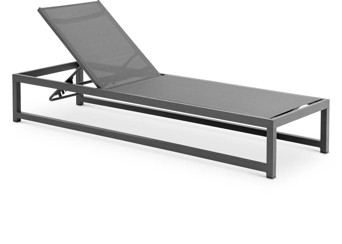 Maldives - Water Resistant Outdoor Patio Adjustable Sun Chaise Lounge Chair With Gray Base