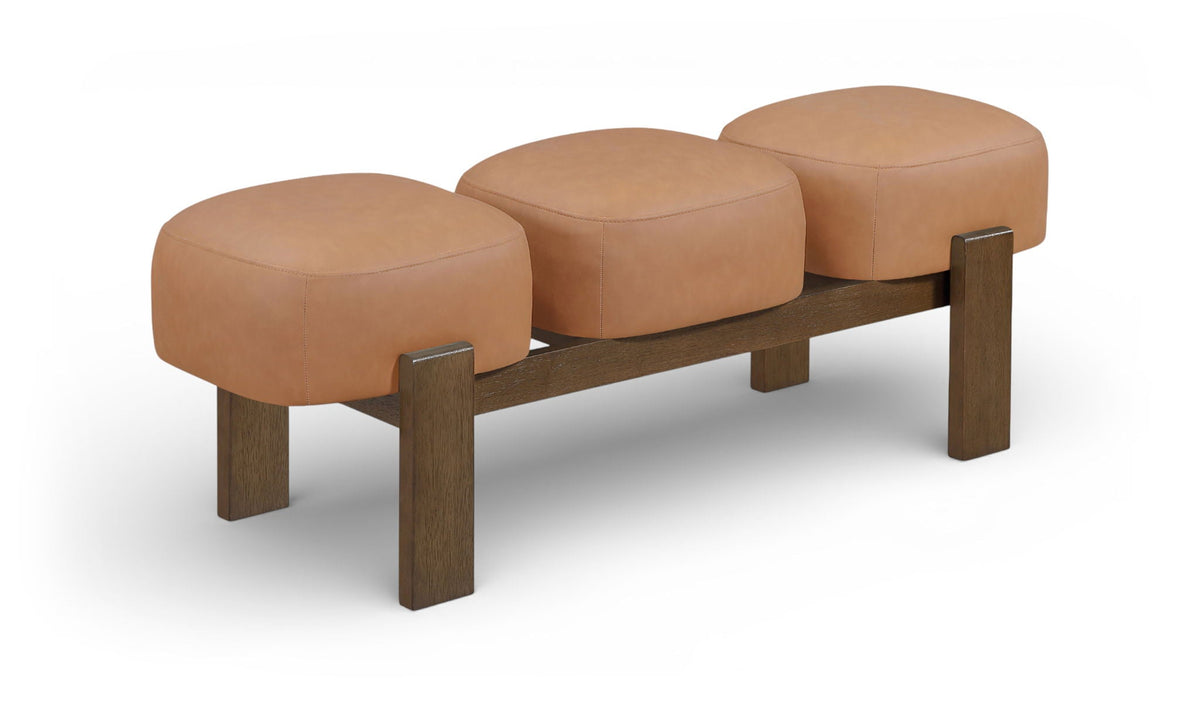 Woodcrest - Vegan Leather Upholstered Bench - Painted Brown Walnut Base