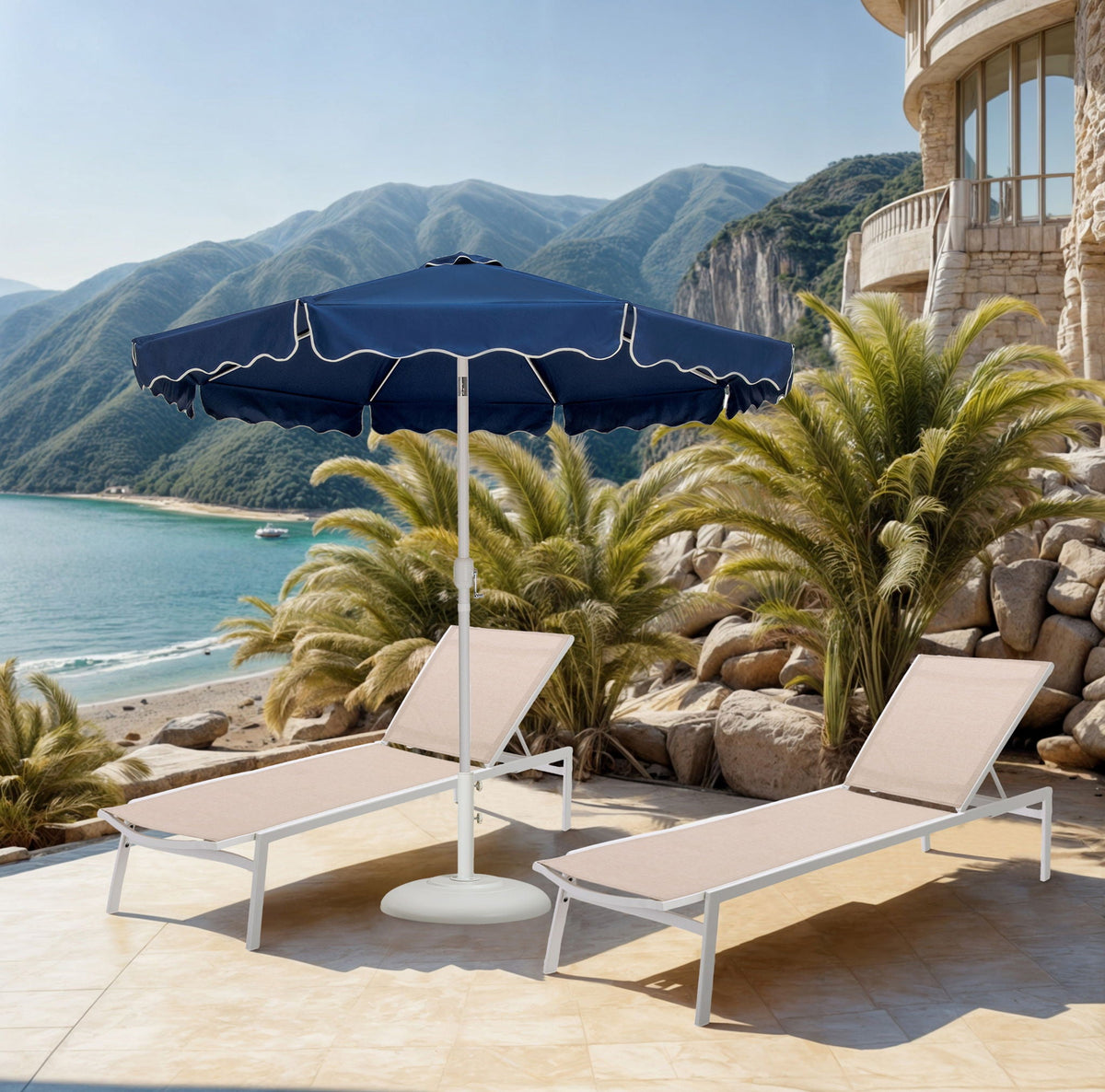 Amalfi - Patio Umbrella - White Base / White Pole