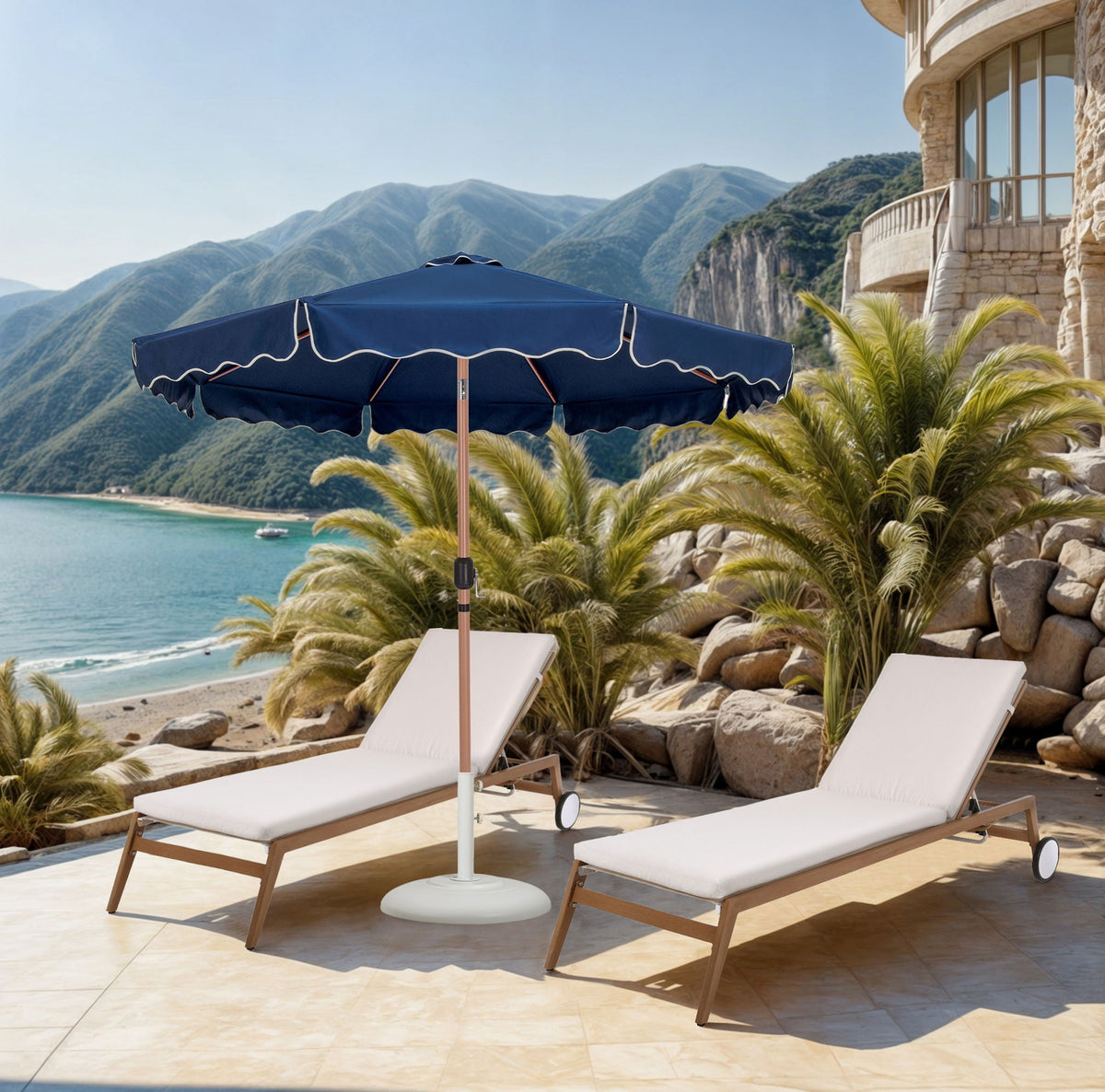 Amalfi - Patio Umbrella - Light Brown Base / Light Brown Pole