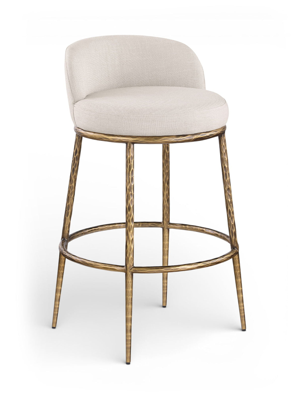 Ferro - Performance Fabric Upholstered Bar Stool - Antique Brass