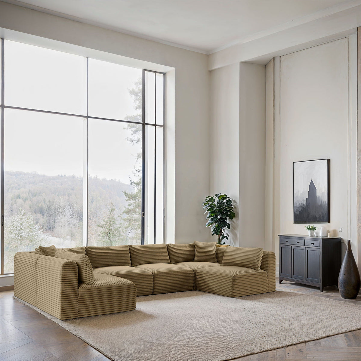 Shaggy - 6 Piece Modular U-Shaped Armless Sectional