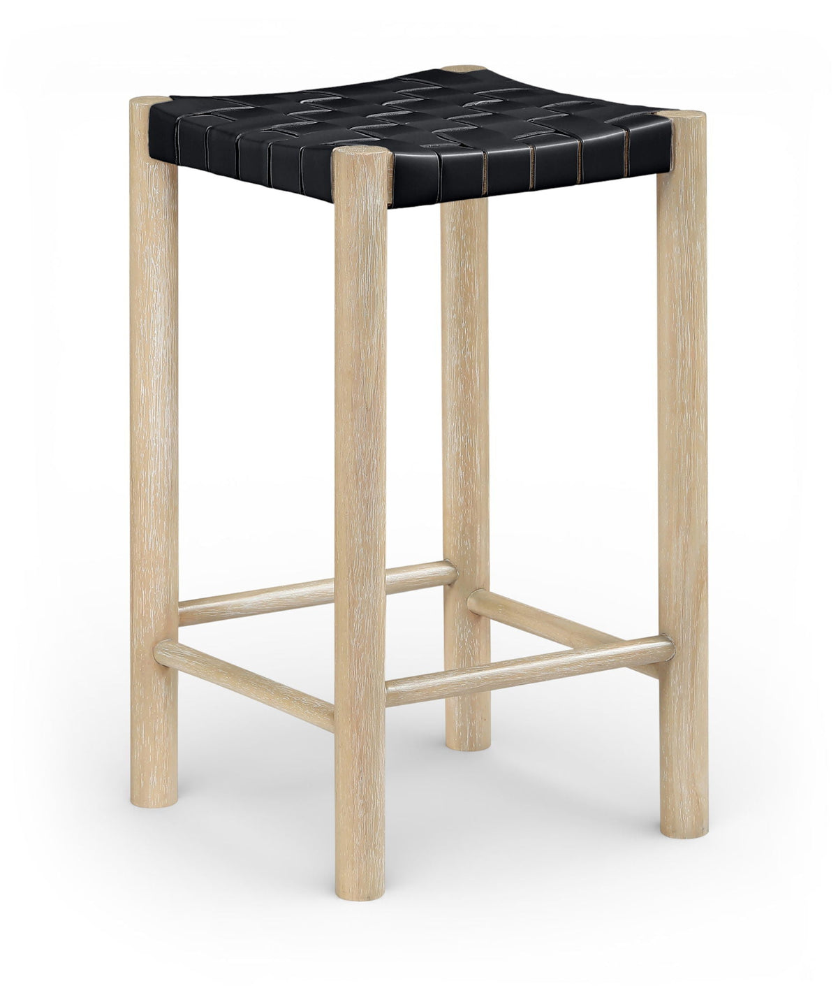 Entwine - Vegan Leather Upholstered Backless Counter Stool - Painted Natural