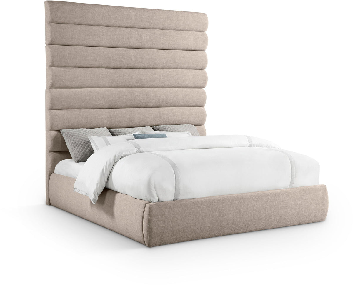 Adam - Linen Fabric Bed With 89" Headboard
