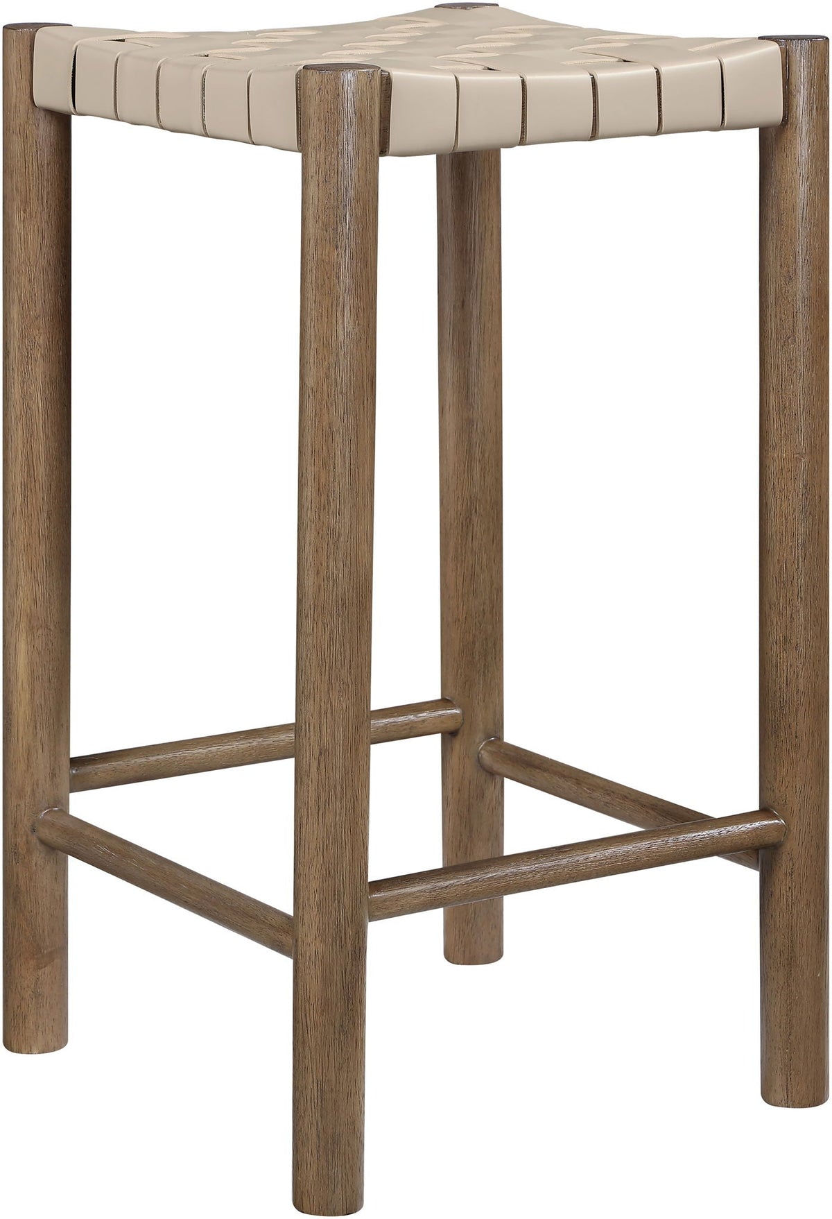 Entwine - Vegan Leather Upholstered Backless Counter Stool - Painted Brown
