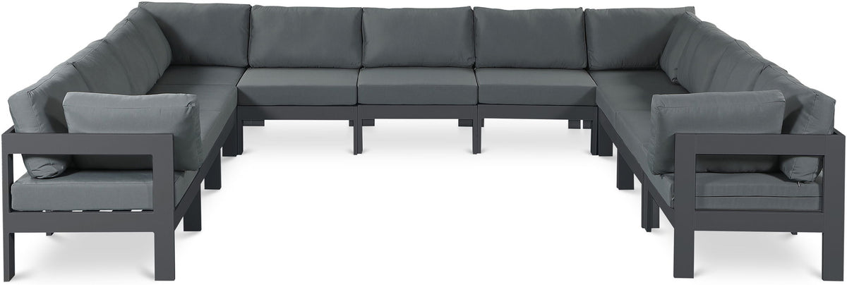 Nizuc - Outdoor Patio 11 Piece Modular Sectional With Gray Frame