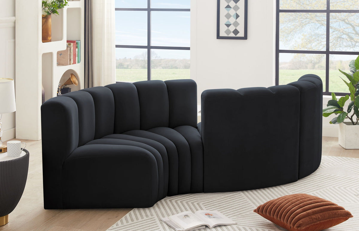 Arc - Velvet 4 Piece Curved Modular Sofa